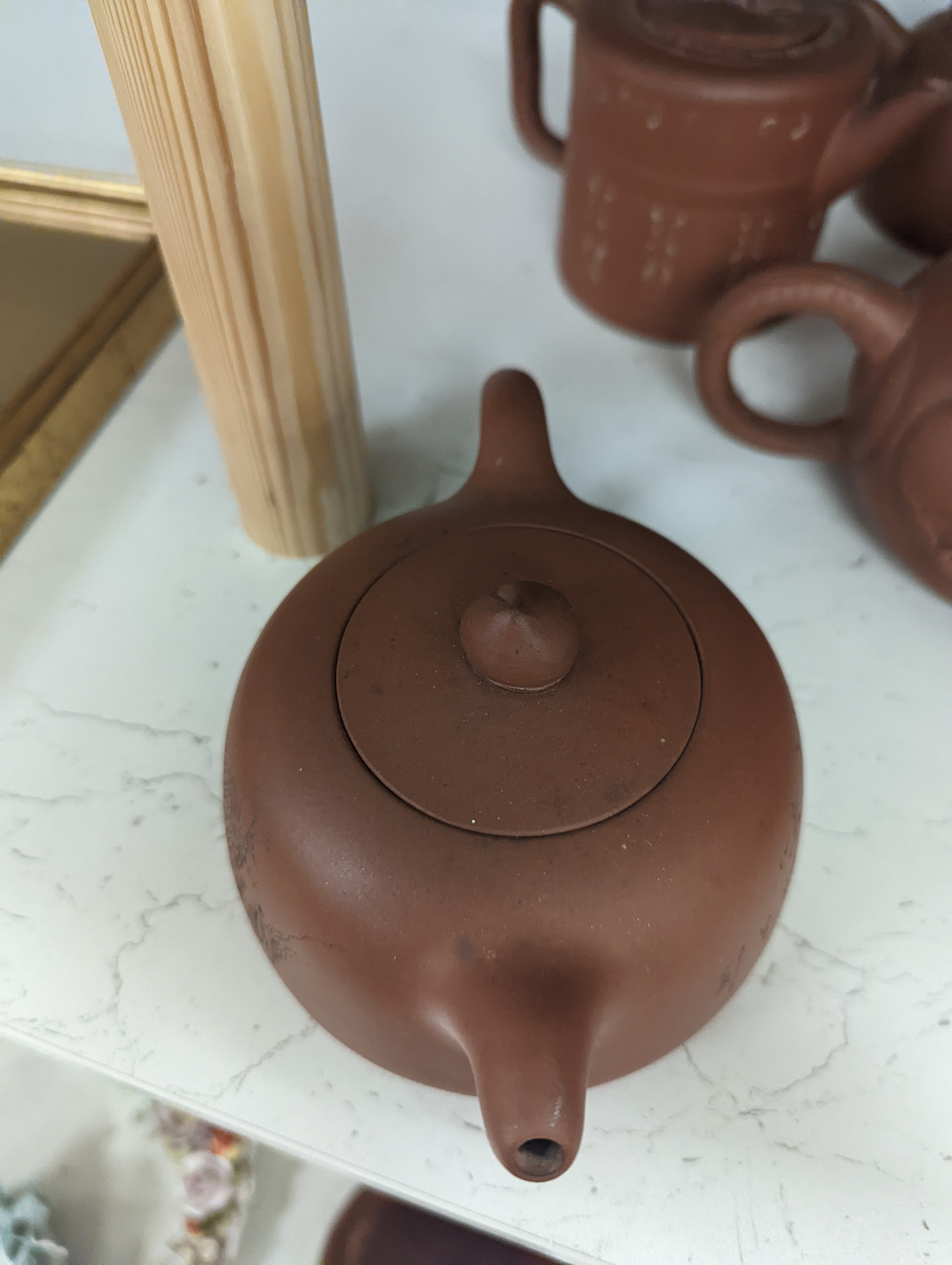 Six Chinese Yixing teapots, tallest 11cm